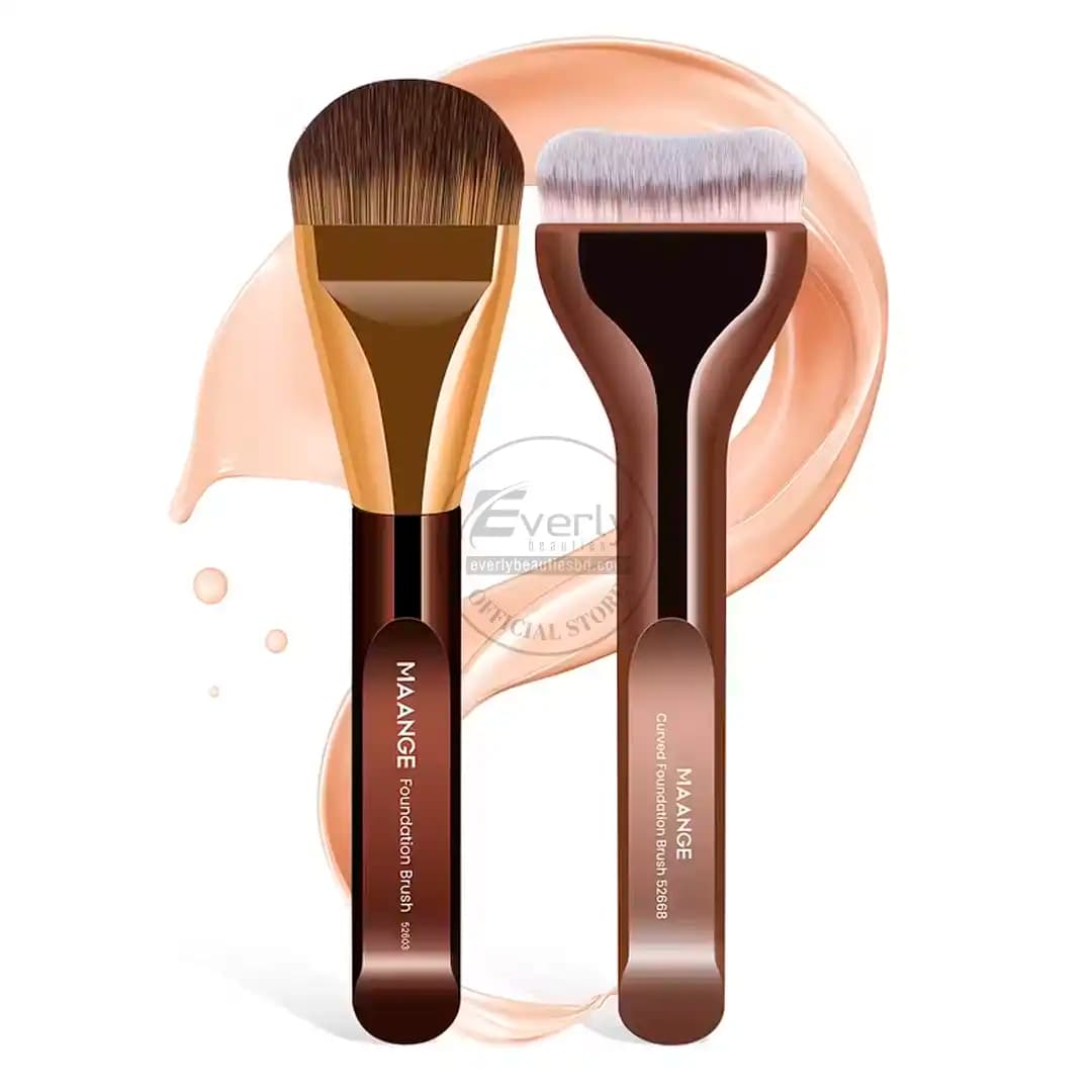 MAANGE 2pcs Professional Foundation Brush Set - Foundation & Curved Brush