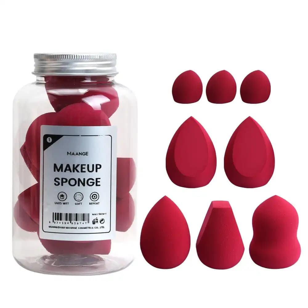 MAANGE 8pcs Makeup Sponge Jar - Red