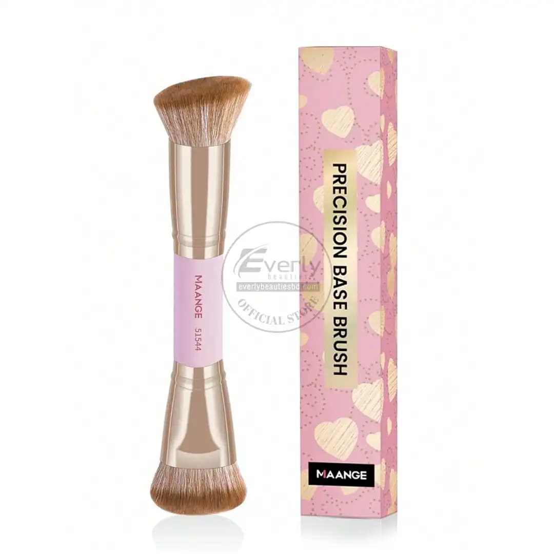 MAANGE 1pcs Precision Base Double-Ended Makeup Brush - Pink & Gold