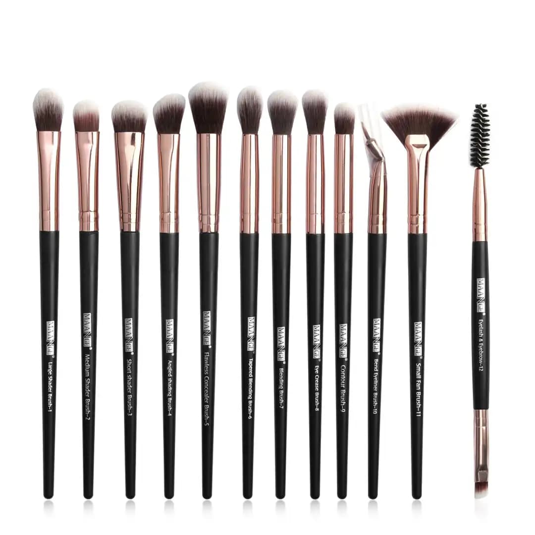 MAANGE 12pcs Eye Makeup Brush Set - Black