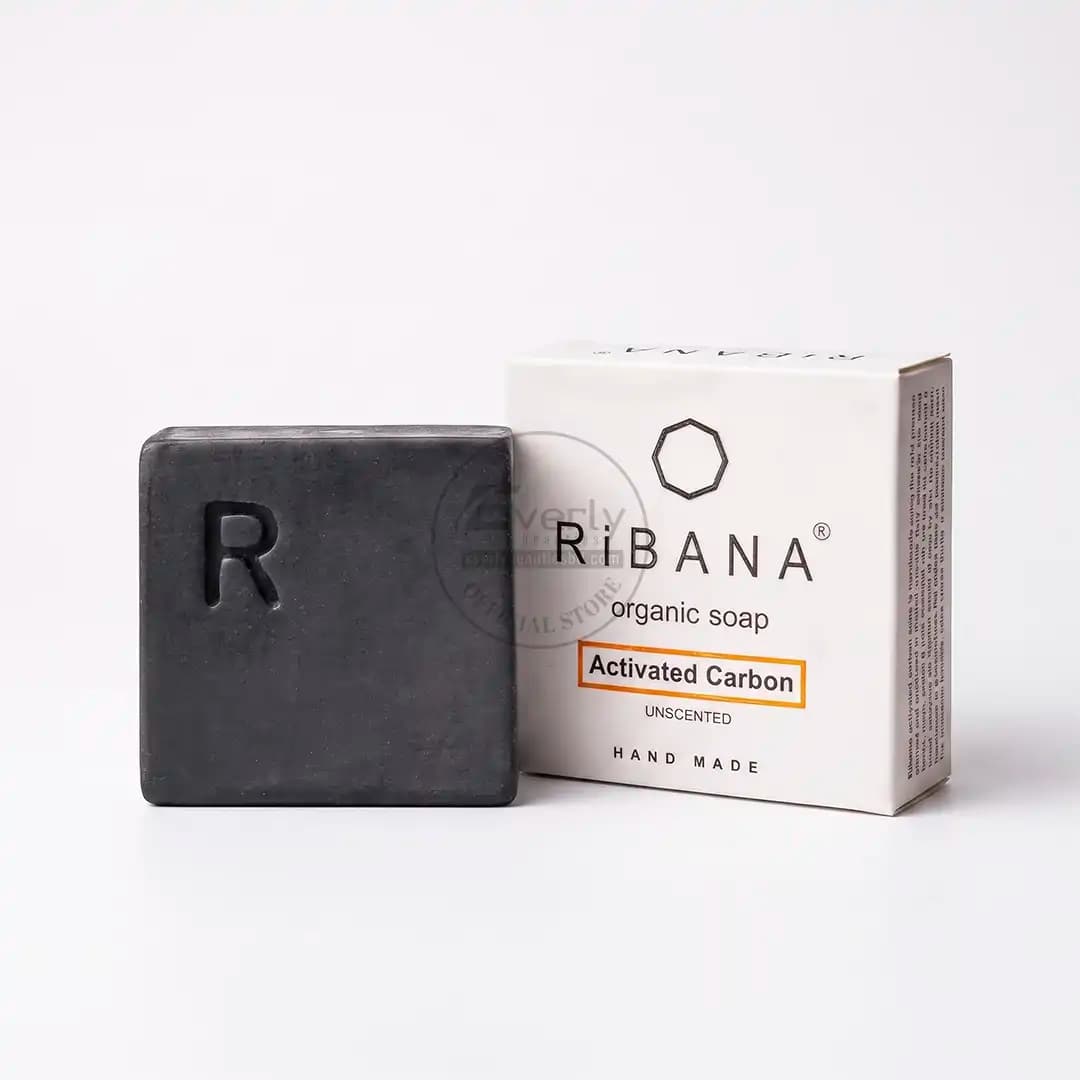 RiBANA Activated Carbon Deep Pore Cleansing Soap for Oily & Acne-Prone Skin - 95gm