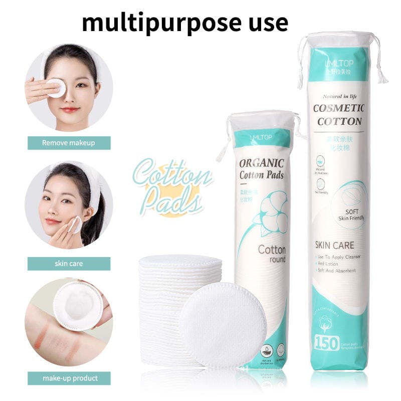 LMLTOP Round Cosmetic Cotton Pads for Makeup Remover & Toner - 80pcs/150pcs
