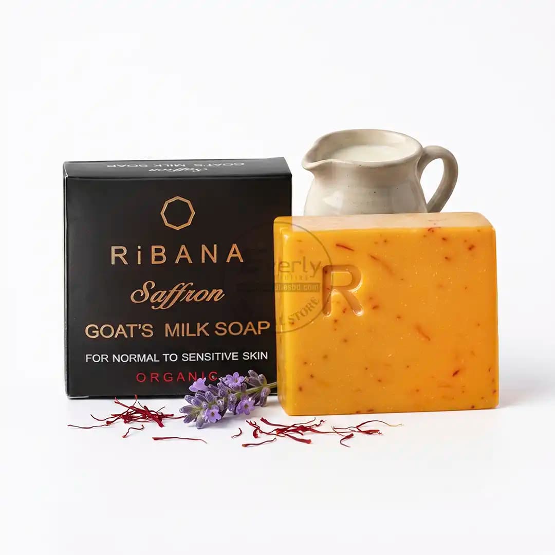 RiBANA Saffron Goat Milk Glow Soap for Dark Spots & Uneven Tone - 110gm